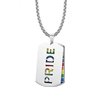 PRIDE Rainbow vlag roestvrij staal kettingen dubbele cirkel Dog Tag hanger voor mannen hem Gay Lala Gay sieraden