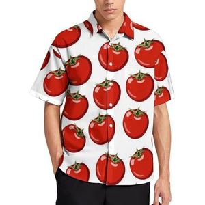 Tomaat Fruit Groenten Zomer Heren Shirts Casual Korte Mouw Button Down Blouse Strand Top met Pocket 3XL