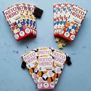 KETO-HERO® 12 x 100g Chocolade Mix - Donker - Melk - Wit