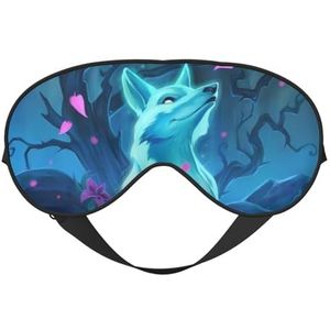 CRJSYCBYB Magisch Blauw Vos Gedrukt Zacht Oogmasker Slapen Oogmasker Reizend Oogmasker