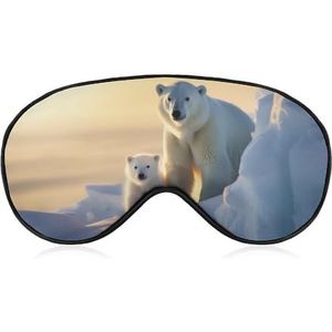 Polar Bear Familie Moeder Welp Relax Together Slaapmasker met verstelbare riem, comfortabel zacht oogmasker, slaaphulp, lichtblokkerende oogmaskers