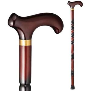 Houten wandelstok, Wandelstok van beukenhout, 31-37 inch, bruinrood, met ergonomisch handvat en antislippunt(Brown-red#1,90cm/35in)