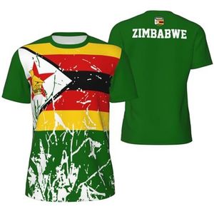 Sport T-Shirt Vintage Zimbabwe Vlag Graan Tees 3D Gedrukt voor Fitness Running Voetbal, Meerkleurig, L