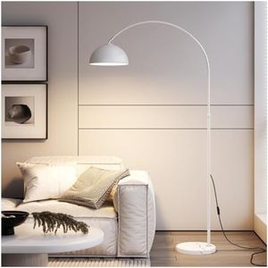 Vloerlamp Staande vloerlampen Hoge Staande Lamp Met Metalen Boog Vintage Hoge Lamp Met 360° Verstelbare Lampenkap En Staande Marmeren Voet Staanlamp leeslamp (Color : White)