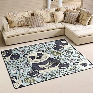 Vloerkleed van panda, bamboe, met print, wasbaar, woonkamertapijt, voor binnen en buiten, picknick