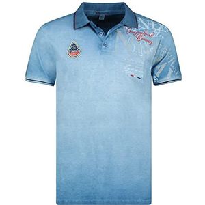 Geographical Norway KADVENTURE MEN - Mannen Classic Print Poloshirt Bedrukte - Katoen Korte Mouw Button Down - Casual Shirt Tops Regular Fit Style BLAUW M