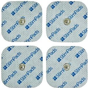 StimPads® TENS/EMS Elektroden – 4 stuks 50x50 mm Snap Pads (3,5 mm knop) – Herbruikbare Vervangingselektroden – Voor Pijnverlichting, Revalidatie & Spierstimulatie
