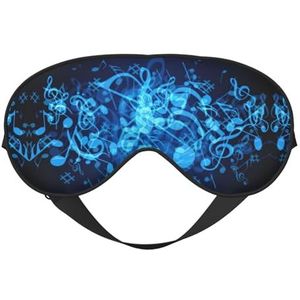 Blauwe muzieknoten afdrukken omkeerbaar ontwerp slaapmasker, ideaal voor kamperen, meditatie en shifts, goede pasvorm, geen lichtlekkage
