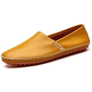 Loafers for heren Ronde neus Effen kleur Kunstleer Loafer Schoenen Lichtgewicht, flexibel, comfortabel Prom Slip-ons(Color:Yellow,Size:40 EU)