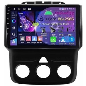 9 Inch Dual Din Android 15 Autoradio voor Dodge RAM 1500 2500 3500 2013-2018 met CarPlay Achteruitrijcamera Stuurafstandsbediening Bluetooth GPS USB-speler Spiegel Link (A,C1 2+32G)