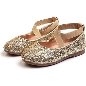 Glitter Kinderen Dansschoenen Glitter Kinderen Dansschoenen Prinses Glitter Lederen Meisjes Schoenen Zacht Comfortabel Glanzende Lovertjes Kinderschoenen Prinses Show Prestaties(Gold,30 EU)