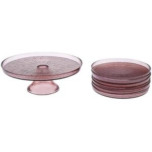 Karaca Lily Braun 7-delige serviesset dessertdoos dessertbox taartset taartset, taartborden, materiaal glas, speciaal servies, uniek design, praktisch gebruik