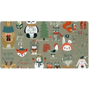 VAPOKF Kerst bos cartoon dier uilen panda vos keukenmat, antislip wasbaar vloertapijt, absorberende keukenmatten loper tapijten voor keuken, hal, wasruimte