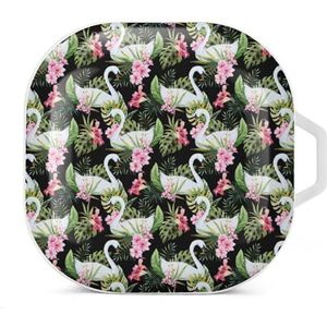 Aquarel Zwaan Patroon Oordopjes Hoesje Compatibel met Samsung Hard Shell Beschermhoes Wit-Stijl