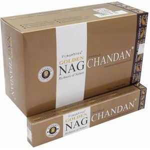 Vijayshree Golden Nag Chandan, 12 verpakkingen à 15 g = 180 g, aromatherapie, meditatie, spiritualiteit, 100% natuurlijk, milieuvriendelijk