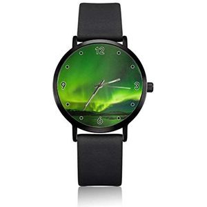 Green Aurora Mens Polshorloges Ultra Dunne Case Minimalistische Analoge Wijzerplaat Band Slanke Horloges voor Mannen Japanse Quartz Beweging