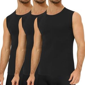 Falechay 3 Pack Onderhemd Heren 100% Katoen Tanktop Heren Onderhemden Zwart 2XL