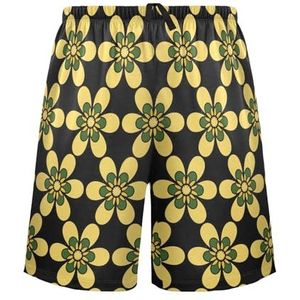 LI ZHI XIN Herenpyjamabroek, korte pyjamabroek, zomer casual shorts, elastische tailleband met trekkoord, rechte losse pasvorm met 2 zakken, S-XXL bloemenprint patroon, Meerkleurig, S