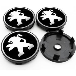 SJZZJMZ 4 stuks auto wielnaafdoppen voor Peugeot 206 308 307 207 208 3008 407 508 56mm auto wieldoppen wieldoppen stickers vervanging A