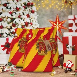 VducK Grote Kerst Gift Zakken voor Cadeaus Spaanse gestreepte vlag Gedrukt Kerst Gift Zakken Kerst Gift Wrap Herbruikbare Kerst Zakken voor Geschenken