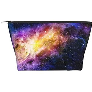 OPSREY Nebula In The Universe Print Make-up Tas Cosmetische Tas Draagbare Waterdichte Rits Toilettas Voor Vrouwen Reizen, Zwart, One Size, Zwart, Eén maat