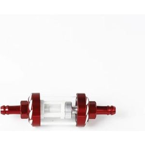 1 stuks 4-kleuren universeel motorfietsoliebrandstoffilter 1/4'' 6 mm glas motorfietsoliereiniger inline brandstofgasfilter(Red)