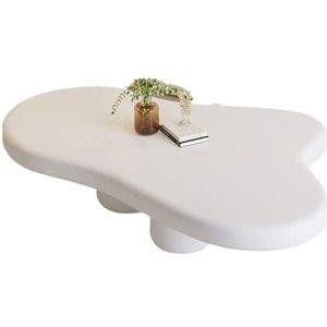 ZENCIX Wolk salontafel, schattige moderne salontafel, onregelmatige salontafel, witte theetafel, vrije vorm salontafel met 4 poten (39,4 × 27,2 × 12 inch)