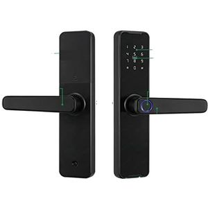 Smart Lock, Biometrische vingerafdruk deurslot K7 Pro+ Smart Lock Tuya-app Ontgrendeling op afstand Sleutelloos slot Elektronisch deurslot,voor Slaapkamer Hotel Kantoor Appartement(22x235 6072,Nero)