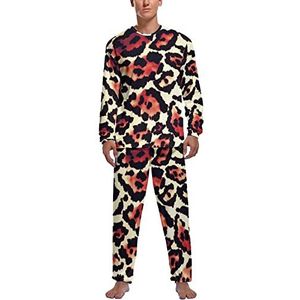 Schattige dierenprint zachte heren pyjama set comfortabele loungewear top en broek met lange mouwen geschenken XL