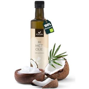 FOODIN BIO MCT olie van 100% kokosolie, middellange keten triglyceriden (MCT) olie, gemaakt van geproduceerde kokosnoot, 100% glutenvrij en veganistisch, 500 ml, ideaal voor ketogene voeding