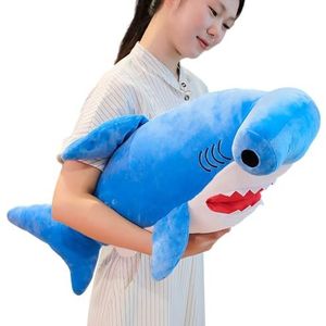 Haai knuffel, haai knuffel, haai lichaamskussen knuffel, zacht en huidvriendelijk speelgoed haai, gevuld knuffel, knuffelhaaien, ergonomische warme gevulde haai voor bedstoel decoratieve kussens