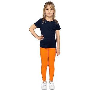 looksy Meisjes Katoenen Leggings Enkellang Zachte en Ademende Broek voor Kinderen Perfect voor School Dans Sport en Dagelijks Gebruik Verkrijgbaar in Klassieke en Heldere Kleuren, Oranje, 116 cm