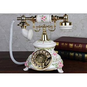 VDLLQYN, Retro telefoon, Europese roterende thuistelefoon ，Antieke telefoon(White)
