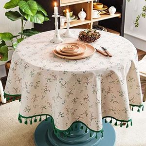 Linnen Look Rond Tafelkleed 300 cm Zwaar Gewicht Tafelhoes voor Ronde Tafels Keuken Eetkamer Home Decor