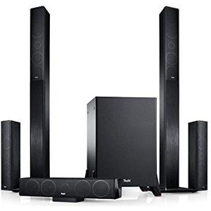 Teufel LT 4 5.1 Set M - Home Cinema Set met HiFi-zuilen en satellieten van aluminium, 3-weg technologie, krachtige subwoofer (draadloos optioneel), basreflex, muziek, film, games - zwart