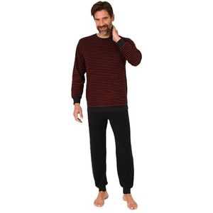 Normann Badstof pyjama met lange mouwen voor heren, met manchetten, ook in grote maten, rood, 48