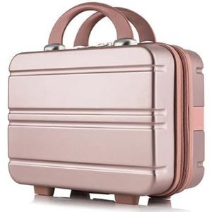 Koffer ABS koffertas Dames verticale streep draagbare make-updoos Kleine opbergbagage Reiskoffer (Color : Rose Gold)