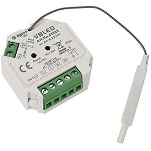 VBLED® ZigBee 3.0 inbouwdimactor dim-schakelaar, 1 kanaal voor 230 V max. 200 W LED 400 W halogeen met drukknopaansluiting fase-sectie controle voor dimbare lampen, transformatoren en lampen