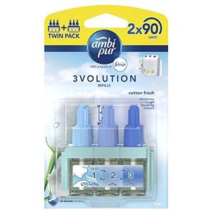 Ambi Pur 3Volution Katoen Fresh Plug-In Luchtverfrisser Refill 20 ml (Pack van 2), Verpakking kan variëren