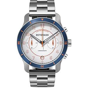 DeTomaso Venture Chronograaf Limited Edition Wit Blauw - Roestvrij Staal SIL, wit, armband