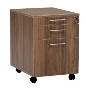 Furni24 Rolcontainer, bureaucontainer hout, 3 lades, decor notenhout
