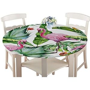 Fansu Ronde tafelkleden, waterdicht, wasbaar met 3D dierenprint, vlek- en oliebestendig, decoratieve tafelhoes voor keuken, buiten, feest, eten in de tuin (flamingo, 170 cm)