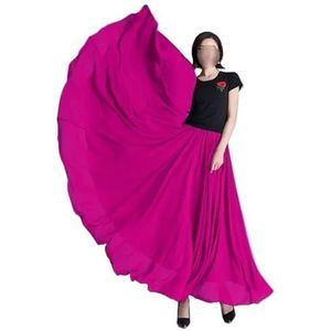 Flamencorok for vrouwen 180/360/540/720 graden volle cirkel swingrok Spaanse danskostuum Volwassen vloeiende geplooide gelaagde rok for optredens Halloweenfeest Rode krijt thema-outfit(Rose purple_180