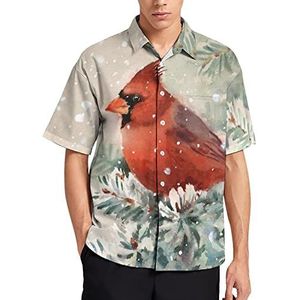 Winter kardinaal vogel Hawaiiaanse shirt voor mannen zomer strand casual korte mouw button down shirts met zak