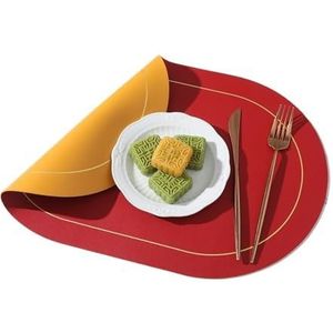 PU-leer kunstleer dubbele zijden 2 kleuren antislip tafelmatten matten geschikt for keuken eettafel decoratie binnen(Color:Red Yellow)