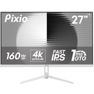 Pixio PX27U Wave Wit 27 ""160Hz Vernieuwingsfrequentie 4K 3840x2160p Resolutie Snel IPS Panel 1ms GTG Reactietijd 4K Wit Gaming Monitor met Adaptieve Sync