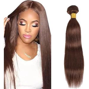 Tuheerst Straight Human Hair Bundles 4 Chocolate Brown Human Hair Extensions Unprocessed Double Weft Remy Hair for Woman 100g/pc 18 Inch