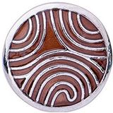 Quiges Dames Chunk 18mm Drukknoop Verzilverd Golven Bruin