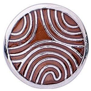 Quiges Dames Chunk 18mm Drukknoop Verzilverd Golven Bruin