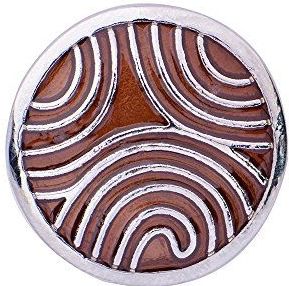 Quiges Dames Chunk 18mm Drukknoop Verzilverd Golven Bruin